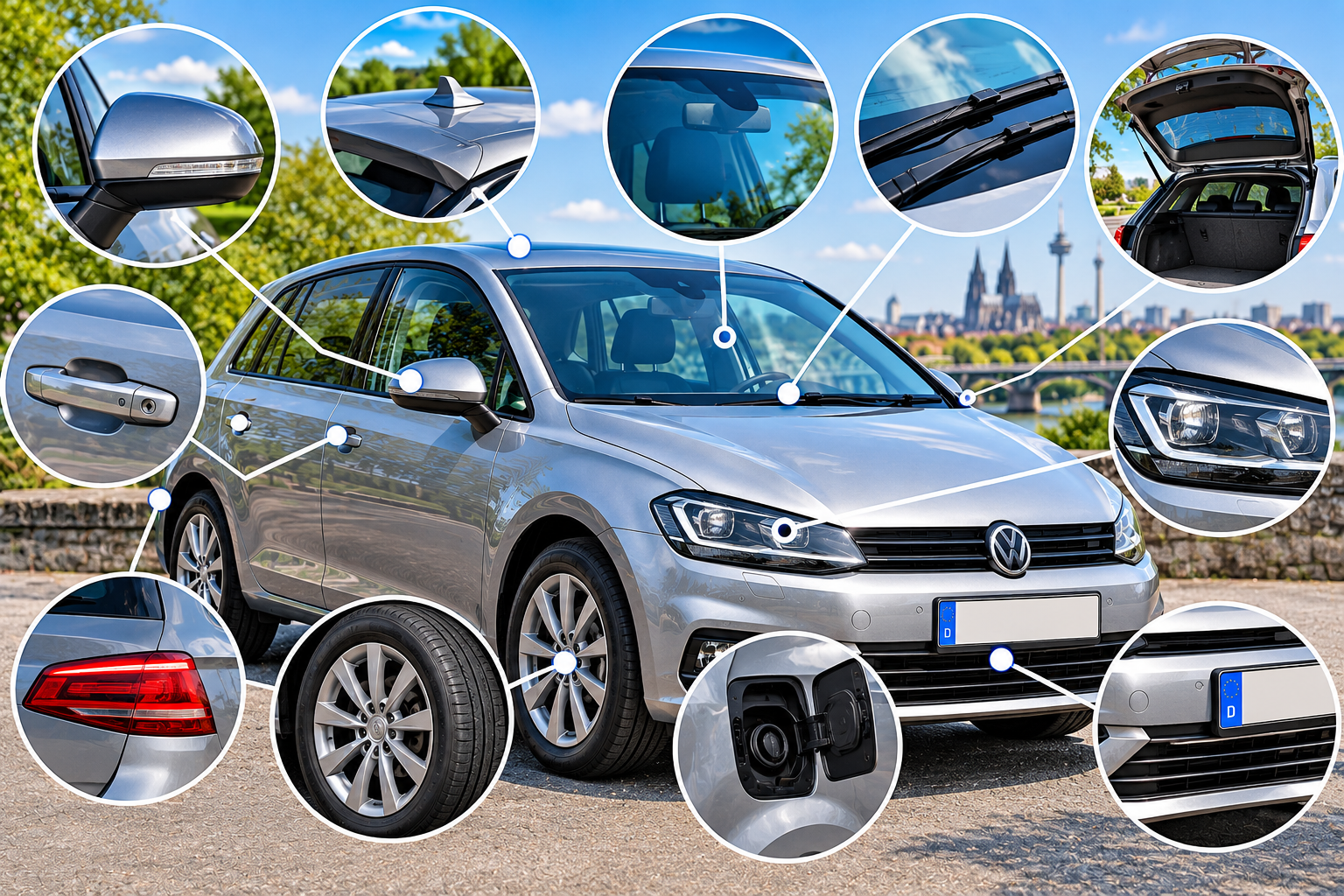 Ein Auto mit bildlichen Detailvergrößerungen
